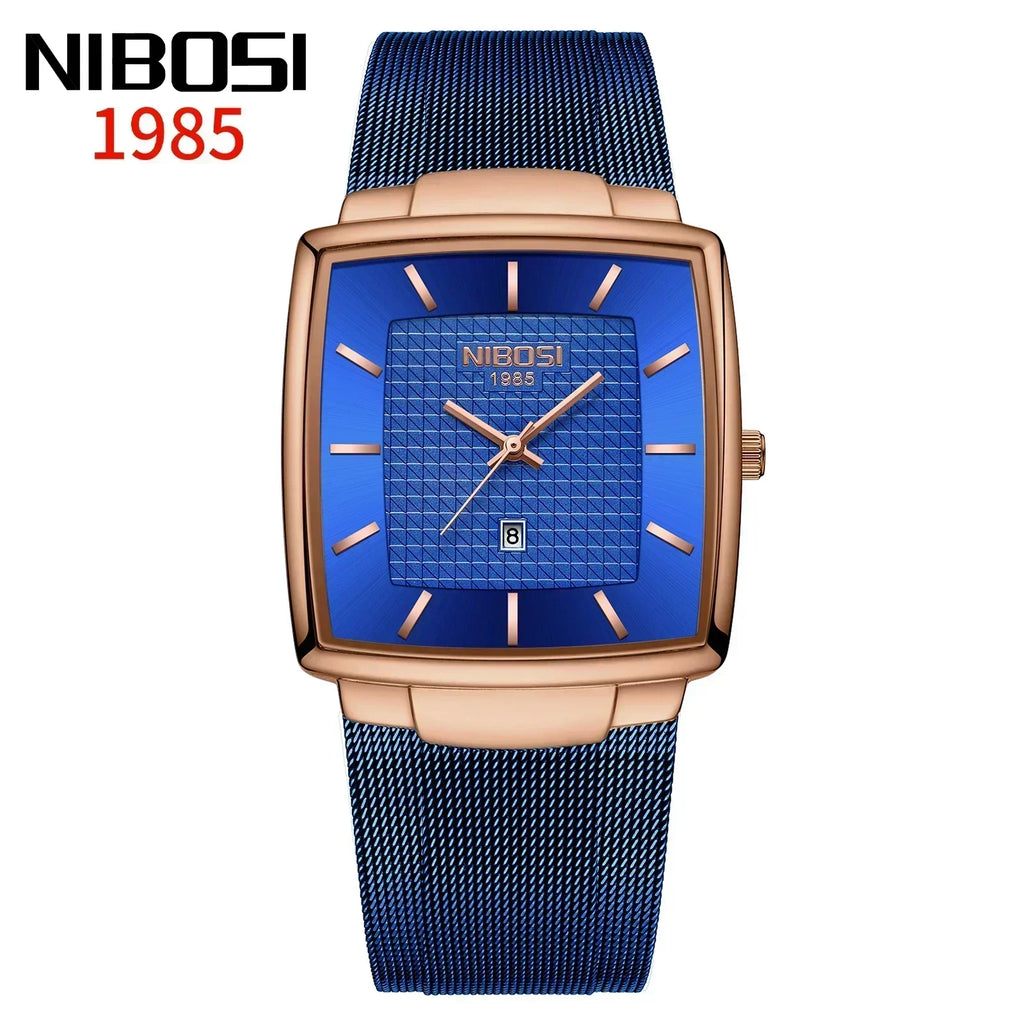 Men's Fashion Square Stainless Steel Quartz Wristwatch