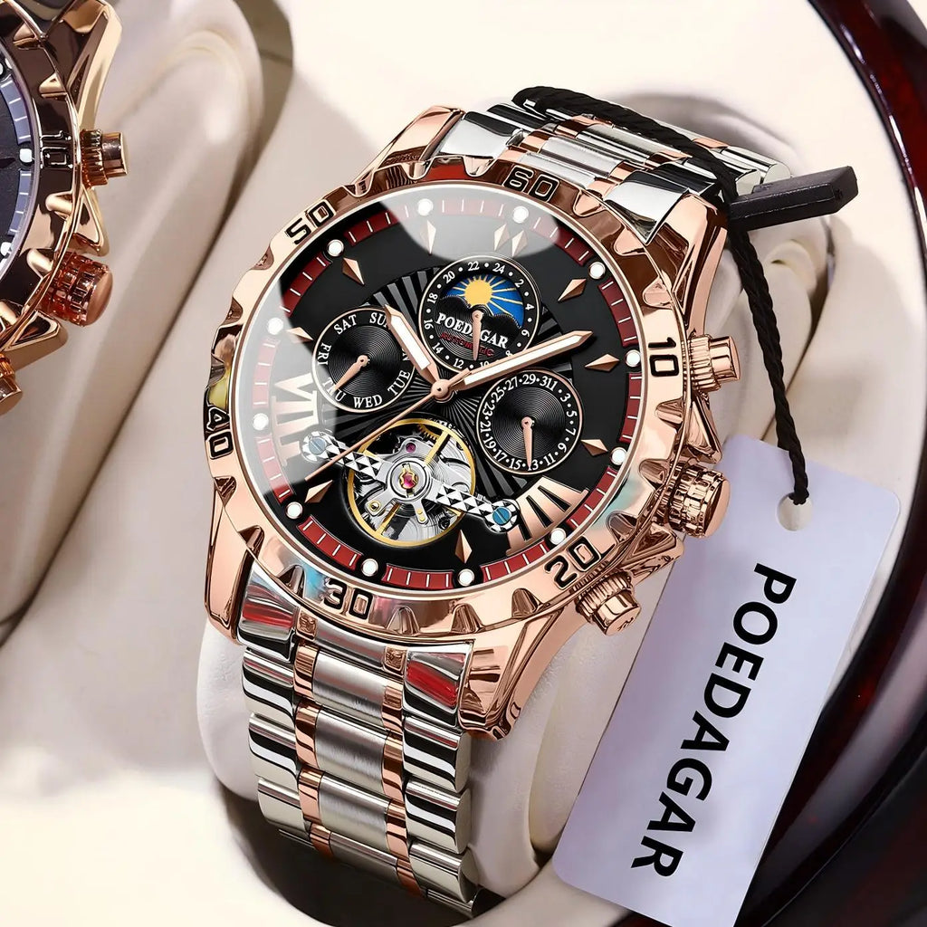 Men's Skeleton Tourbillon Automatic Watch with Week Date