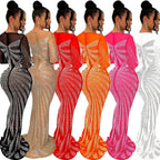 Women's African Fashion Mesh Bodycon Maxi Dress