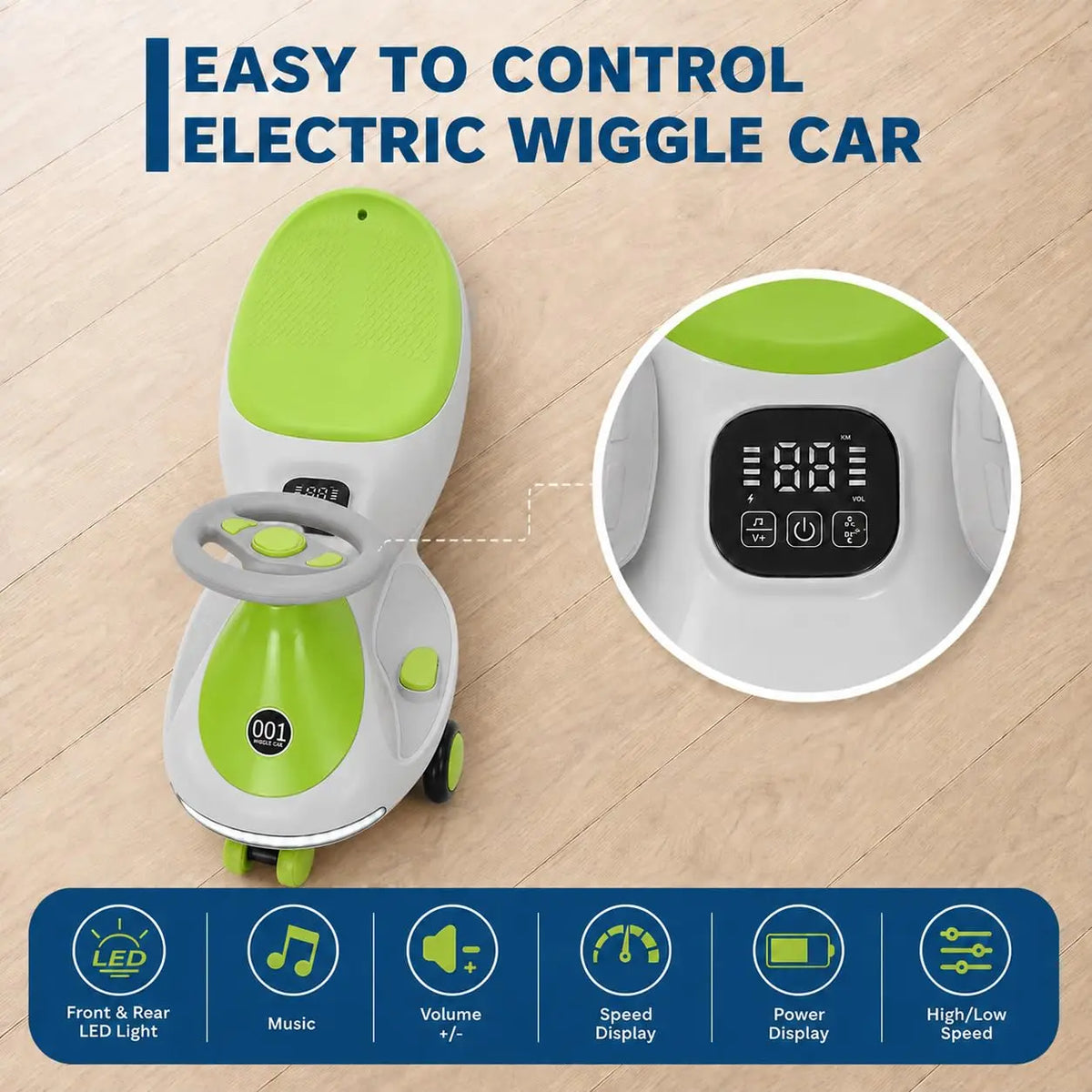 Kids 12V Electric Wiggle Car 2-in-1 Ride-On Toy