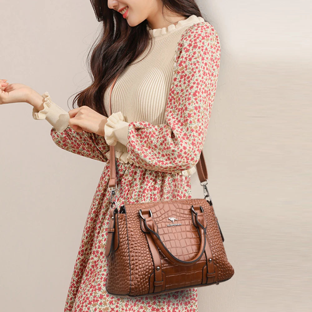 Women's Solid Color Soft PU Leather Shoulder Crossbody Bag