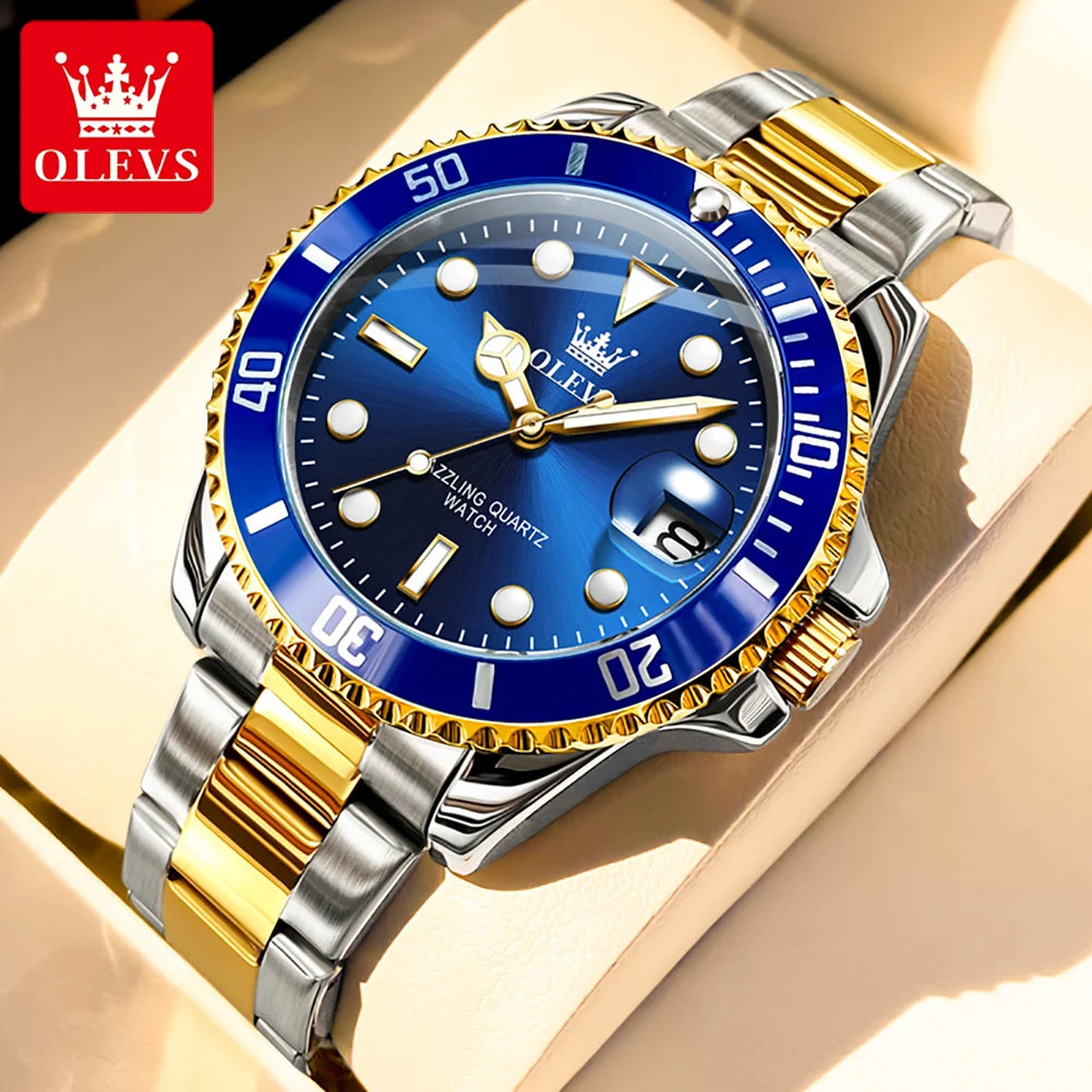Men's Quartz Stainless Steel Watch with Calendar