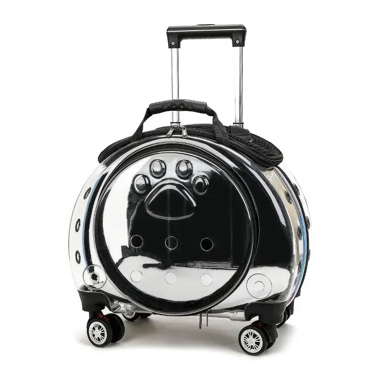 Portable Breathable Rolling Pet Carrier Backpack for Cats Dogs