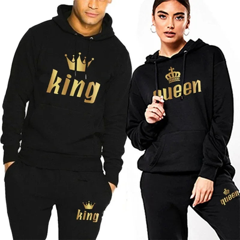 King & Queen Couple Hoodie and Jogger Pants Set