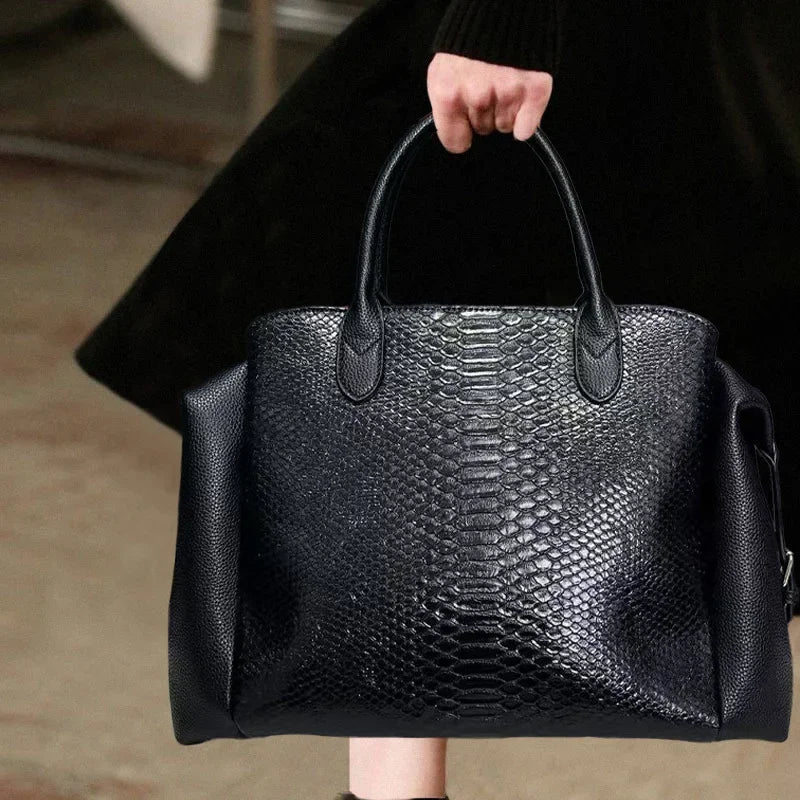 Women's Crocodile Pattern PU Leather Shoulder Tote Bag