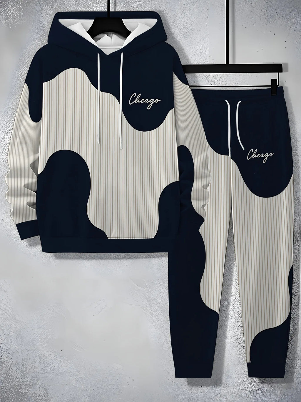 Men's 3D Pattern Printed Hoodie and Pants Two-Piece Set