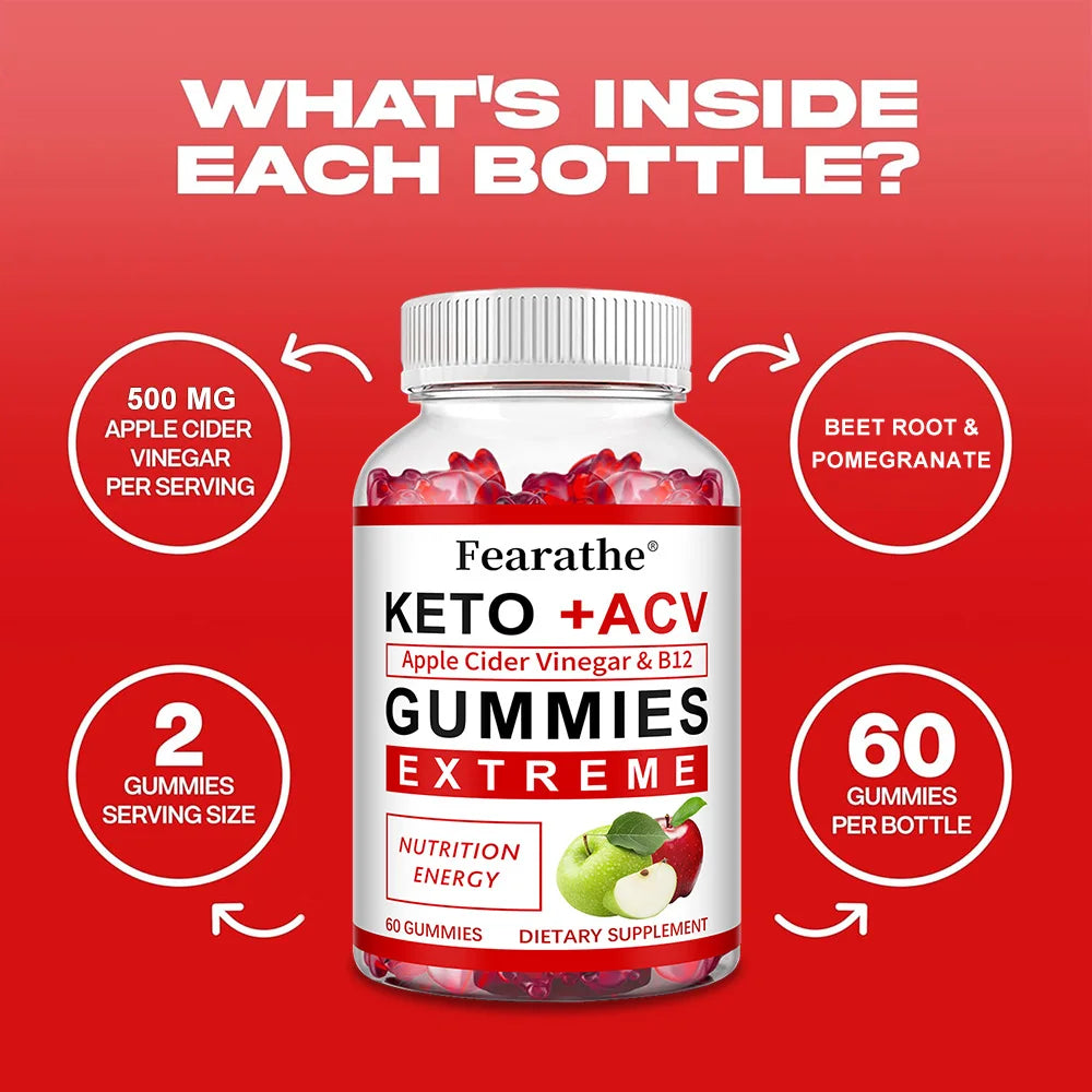 Keto Apple Cider Vinegar Metabolism Immune Dietary Supplement Gummies