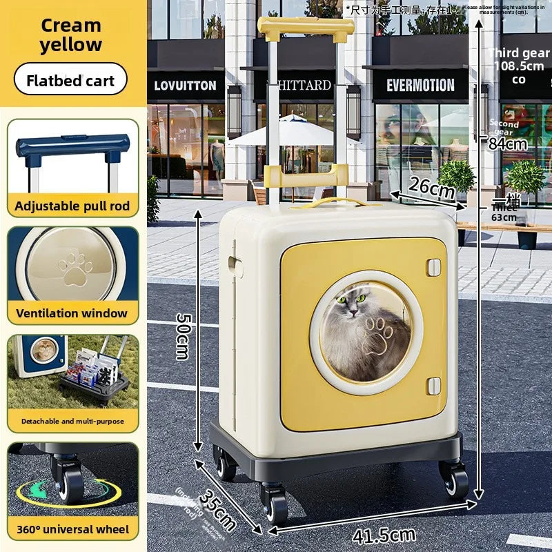 Collapsible Pet Trolley Travel Carrier for Cats Dogs