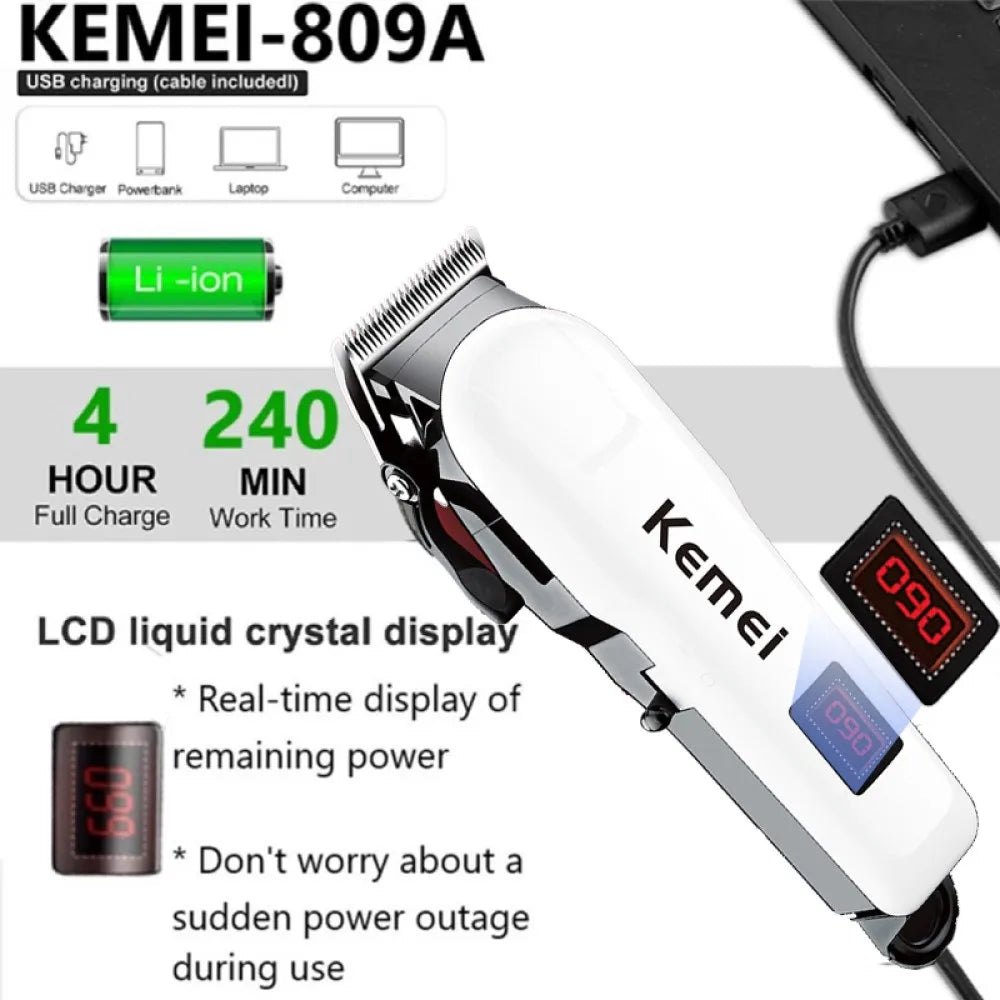 Men Professional Cordless Hair Clipper Rechargeable Trimmer 809A