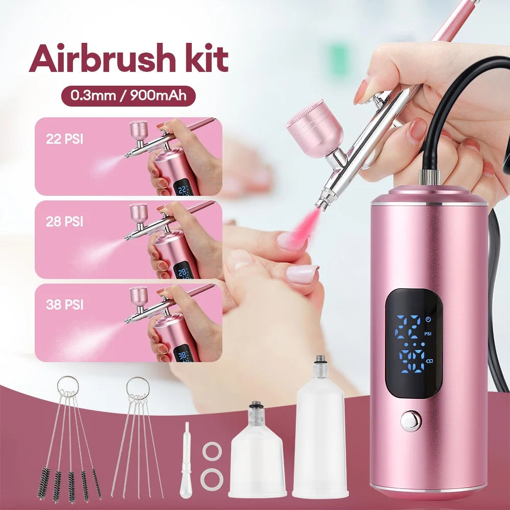 Rechargeable Wireless Airbrush Kit with Compressor Spray Gun