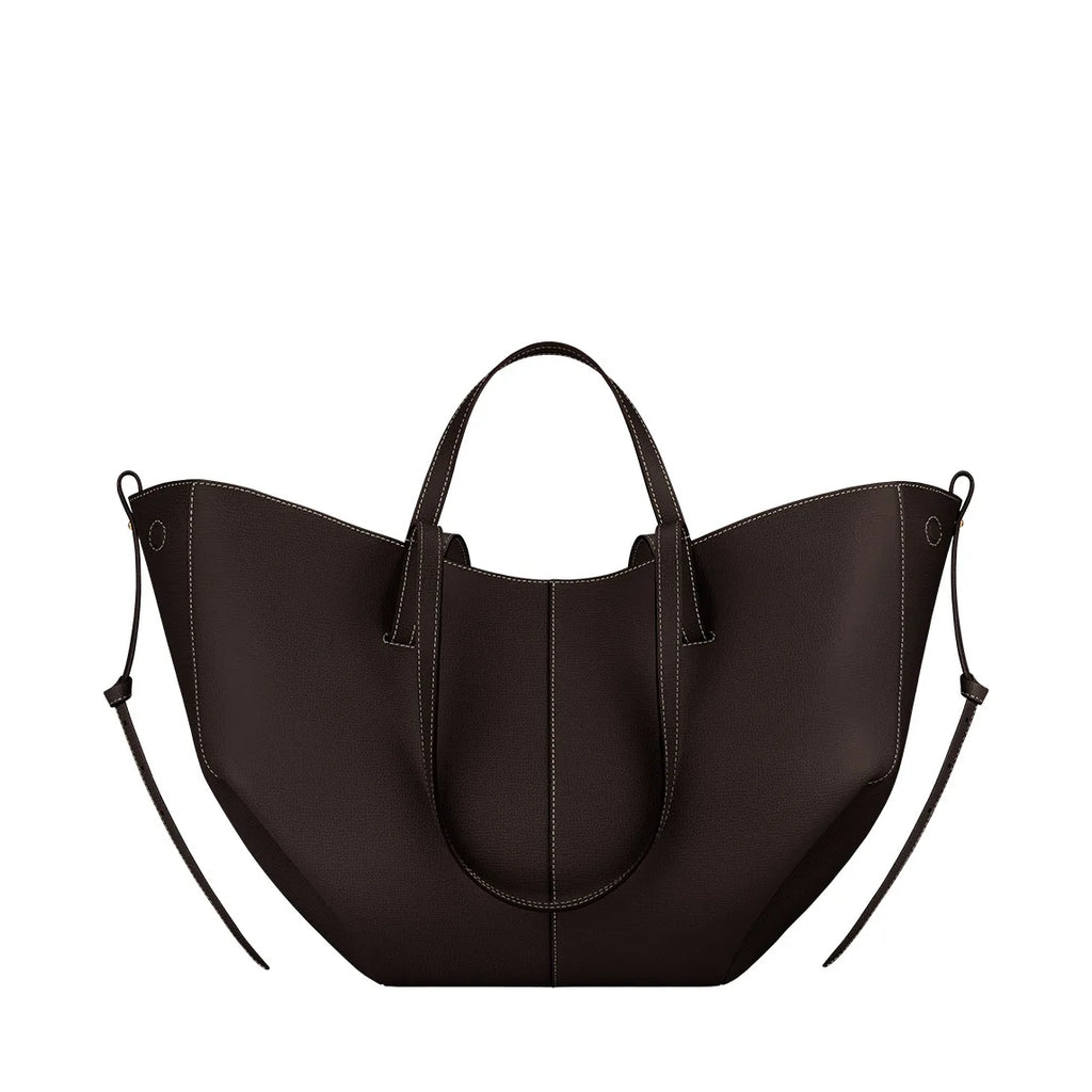 Women's Solid Color Genuine Leather Handbag Shoulder Tote Bag