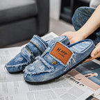 Men's Distressed Denim Slip-On Slippers