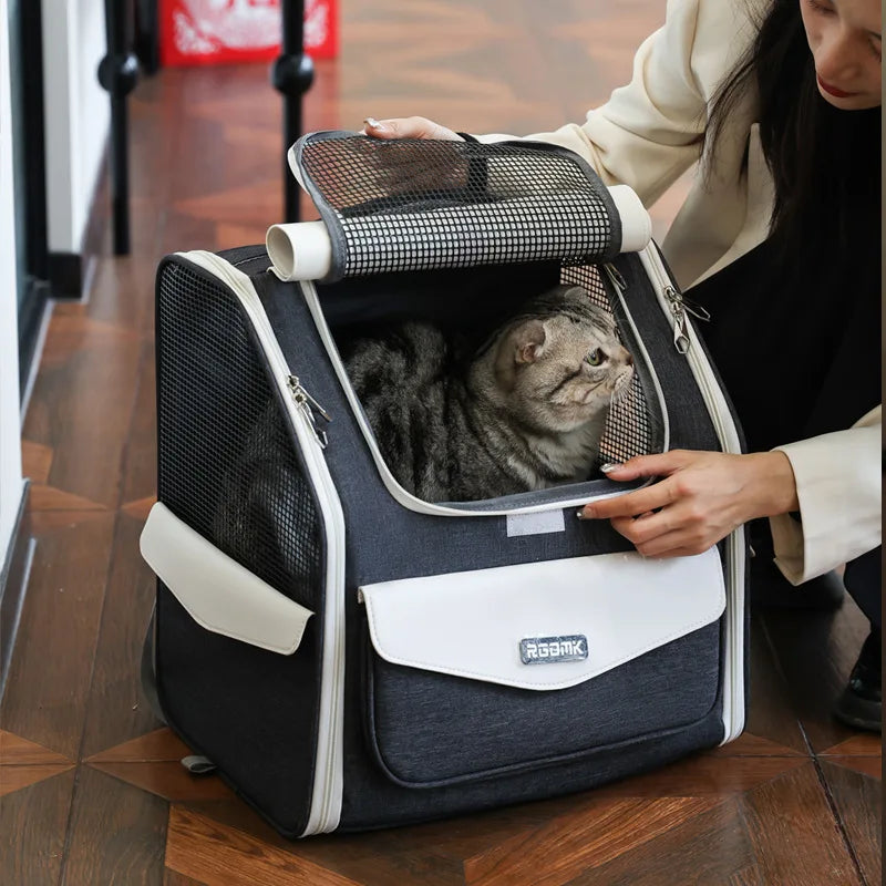 Breathable Foldable Pet Stroller Backpack Carrier for Cats Dogs