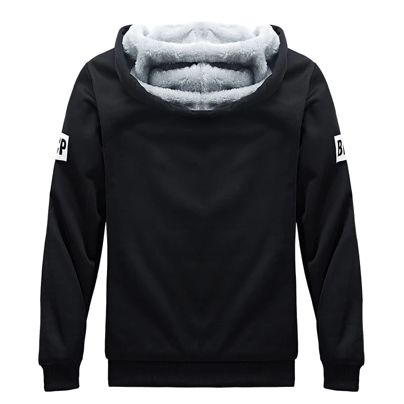 Men's Winter Hooded Plush Thickened Two Piece Set