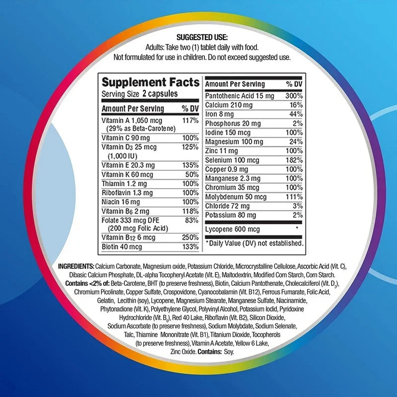 Men Multivitamin and Minerals Energy Metabolism Dietary Supplement Capsules