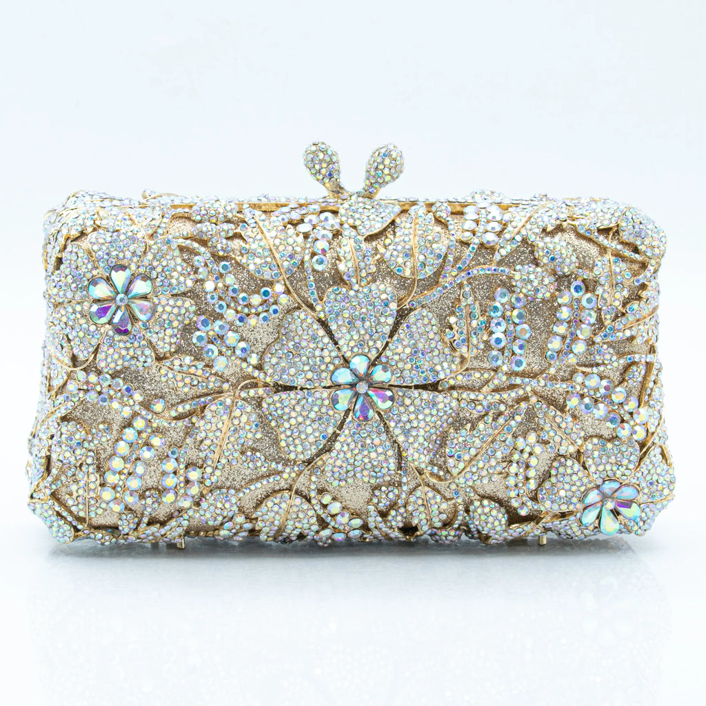 Women's Luxury Floral Rhinestone Evening Clutch Bag