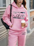 Women's Letter Printed Hoodie and Sweatpants Two-Piece Set