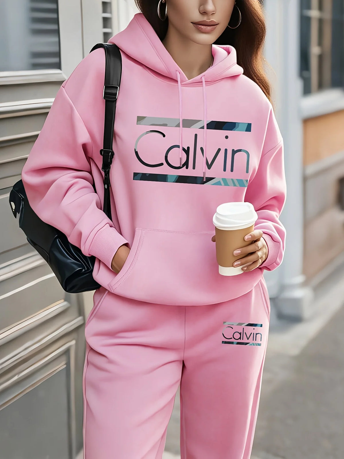 Women's Letter Printed Hoodie and Sweatpants Two-Piece Set