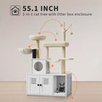 Cat Tree Tower Condo with Litter Box Enclosure for Cats