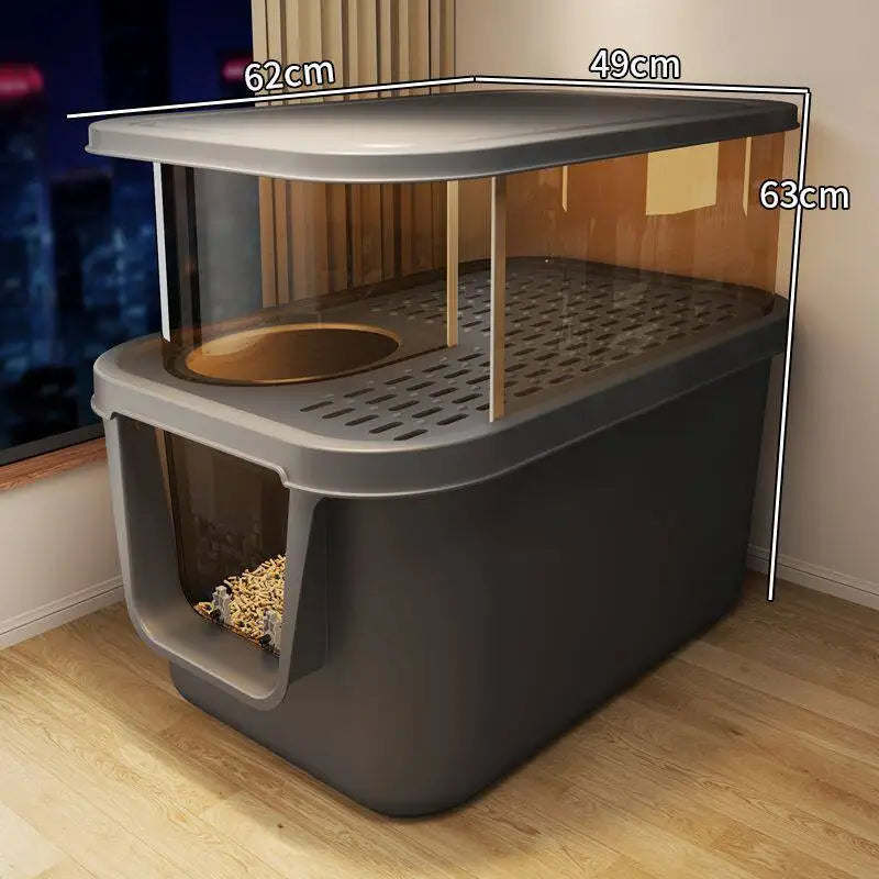 Double Layer Enclosed Cat Litter Box for Cats