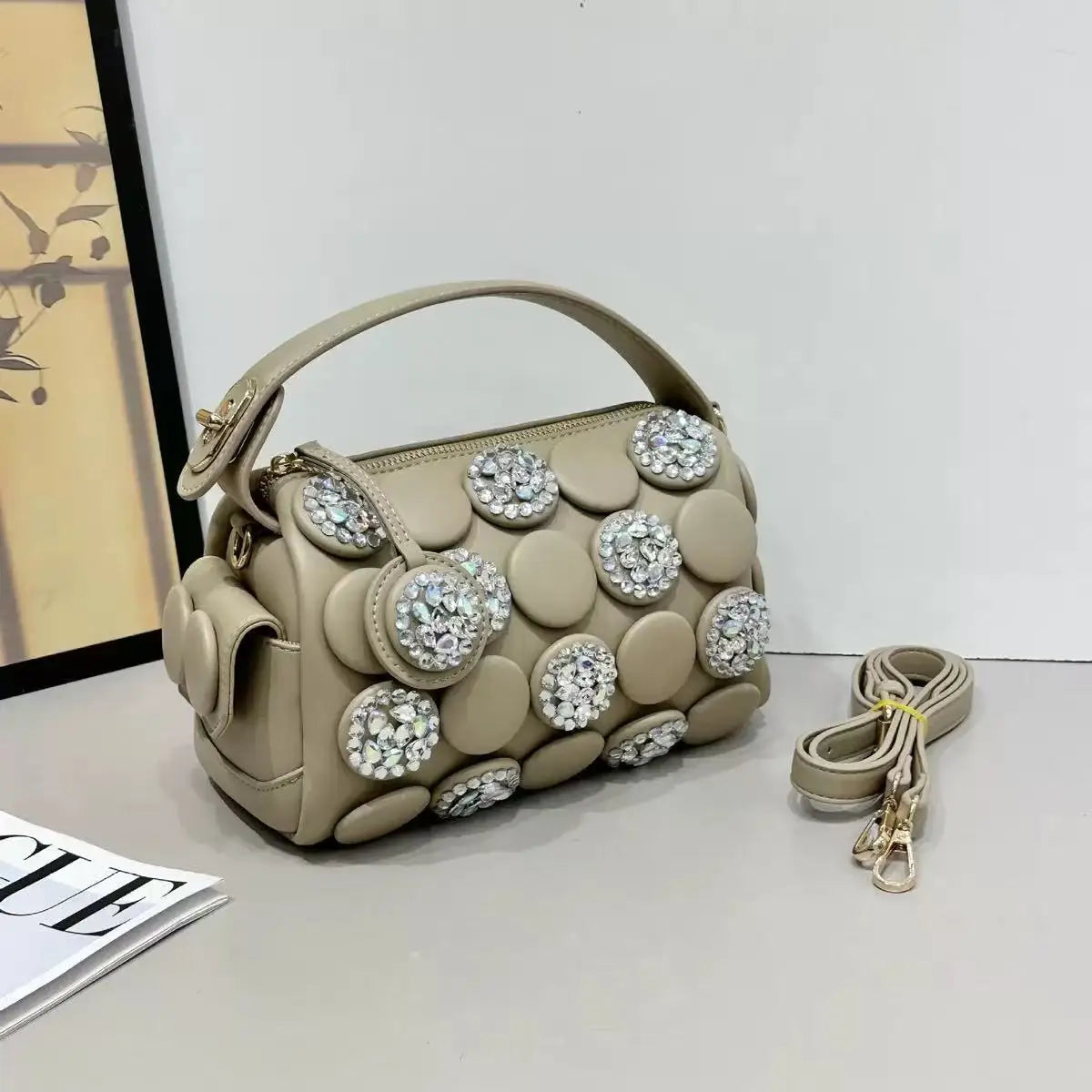 Women's Fashion Diamond Bucket Shoulder Crossbody Bag