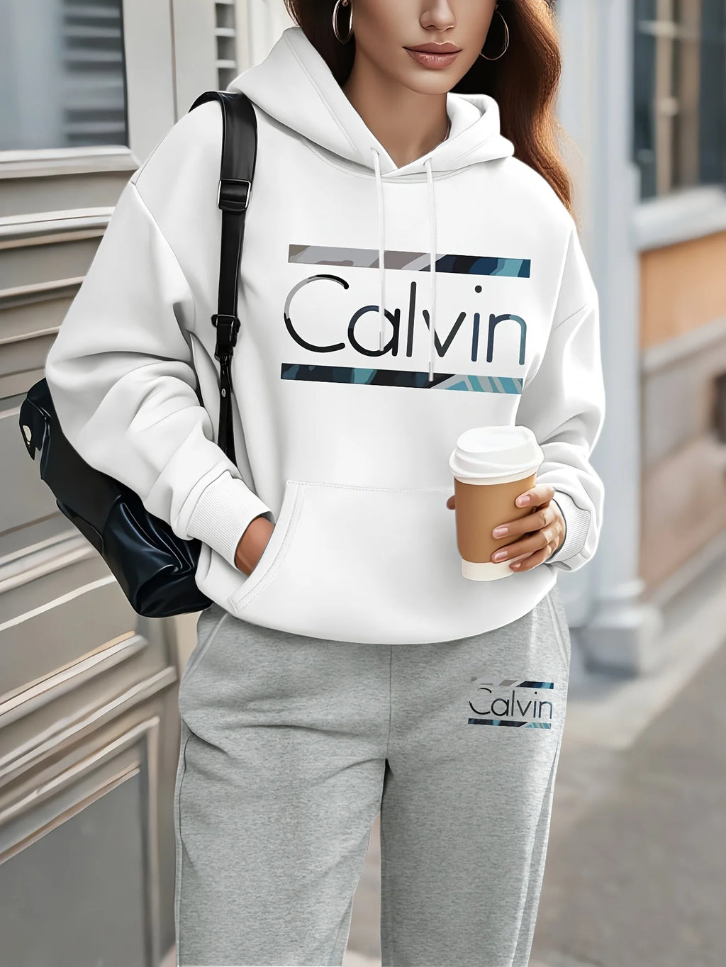 Women's Letter Printed Hoodie and Sweatpants Two-Piece Set