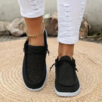 Women's Solid Lace-Up Flat Loafers Comfortable Casual Shoes