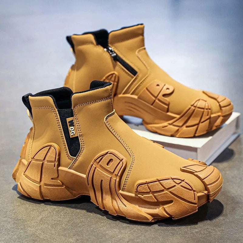 Men's High-Top Side-Zipper Work Casual Boots