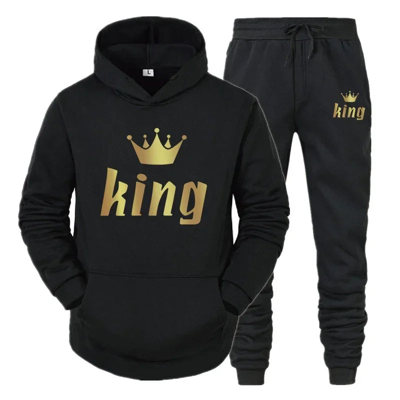 King & Queen Couple Hoodie and Jogger Pants Set