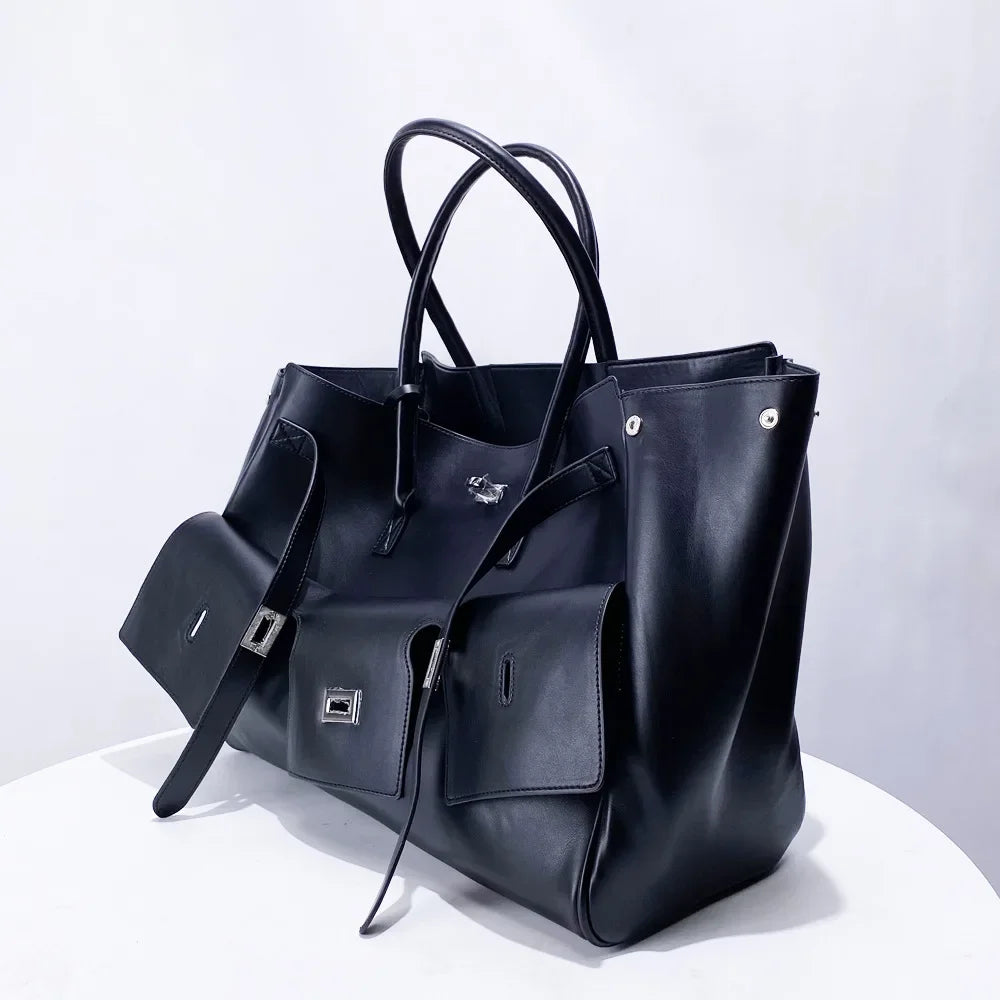 Women's Large Capacity PU Leather Commuter Shoulder Bag