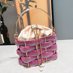 Women's Luxury Rhinestone Bucket Evening Clutch Bag