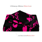 Pink Love Lips Print Duvet Cover Set