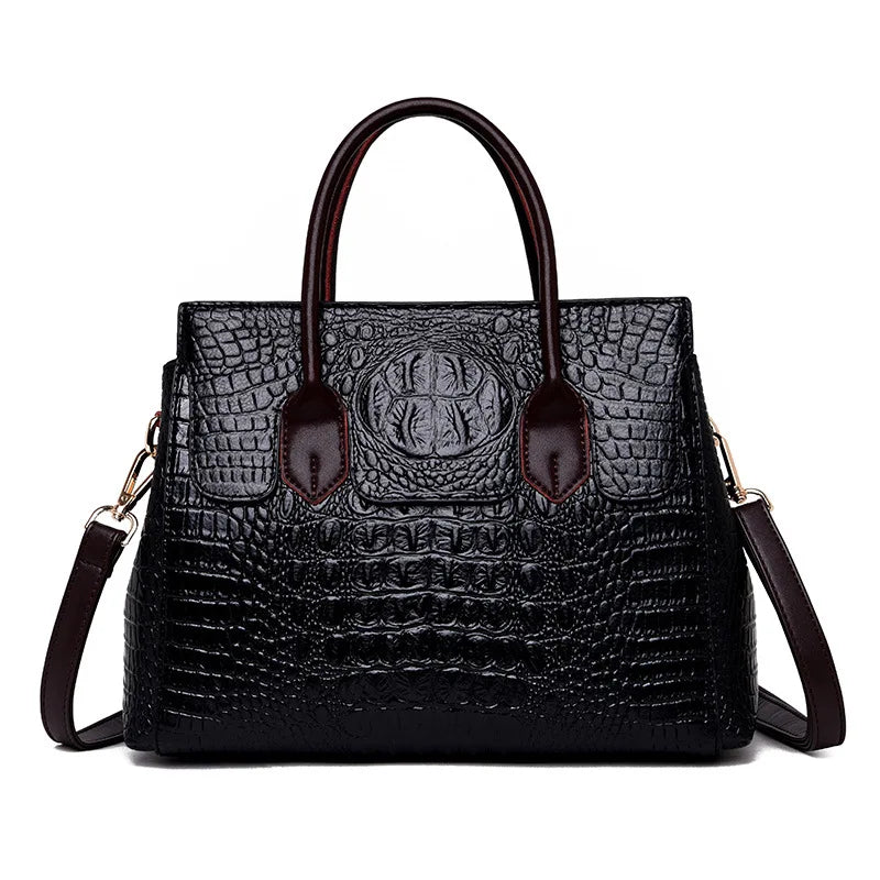 Women's Crocodile Pattern PU Leather Crossbody Tote Bag