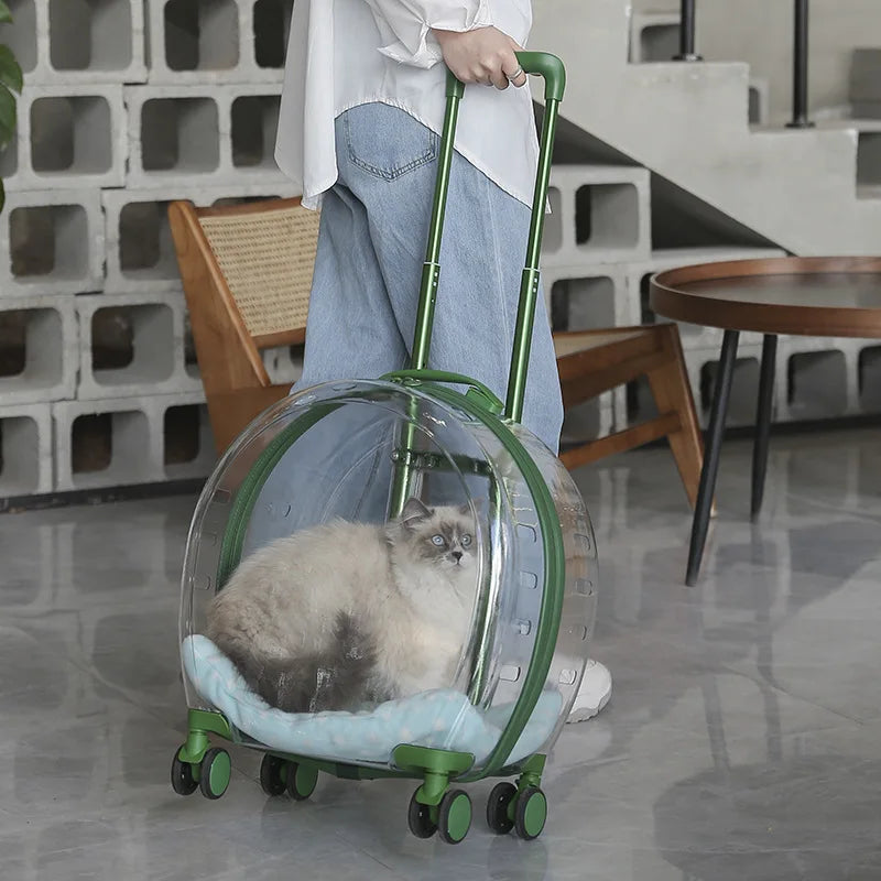 Breathable Space Capsule Rolling Pet Carrier Backpack for Cats Dogs