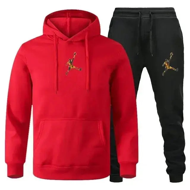 Men's Hooded Pullover and Jogger Pants Two-Piece Set