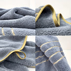 Soft Absorbent Polyester Bath Towel Set with Gold Accents