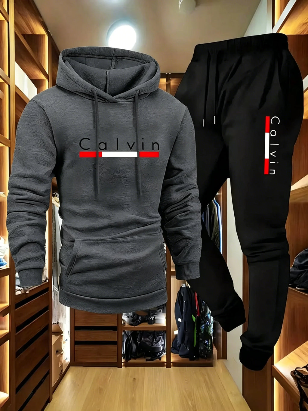 Men's Winter Fleece Hoodie and Jogger Pants Set