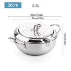 Stainless Steel Tempura Deep Fryer Pan with Thermometer and Lid
