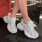 Women's Sequin Thick Sole Low Top Sneakers