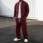 Men's Zip-Up Jacket and Wide Leg Sweatpants Two-Piece Set