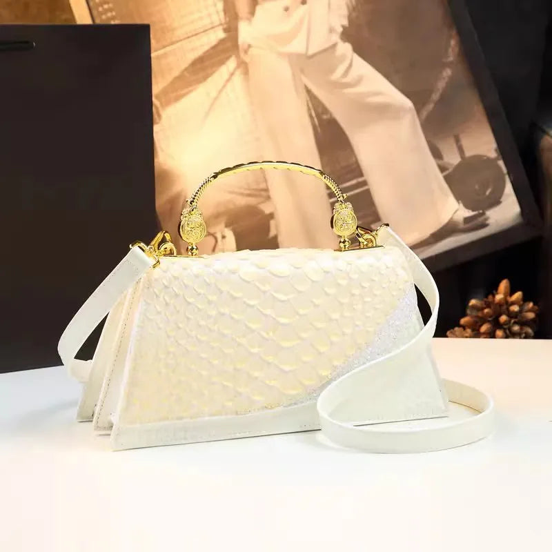 Women's Crocodile Pattern Genuine Leather Shell Crossbody Bag