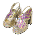 Women's Fashion Hollowed-Out Butterfly Chunky High Heel Shoes