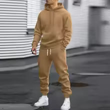 Men's Two-Piece Hooded Jogging Suit Fleece Zip Sweatshirt