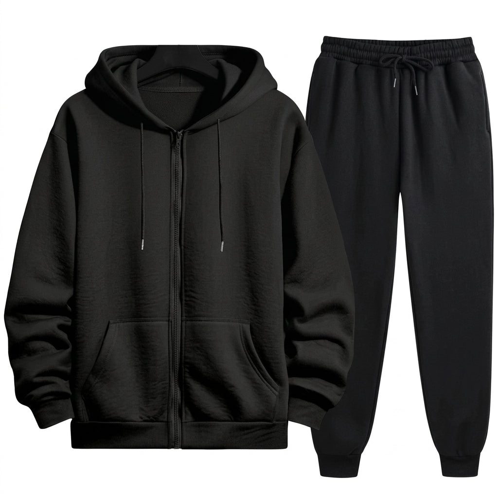 Men's Zipper Hoodie and Sweatpants 2-Piece Set