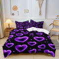 Romantic Purple Hearts Duvet Cover Set