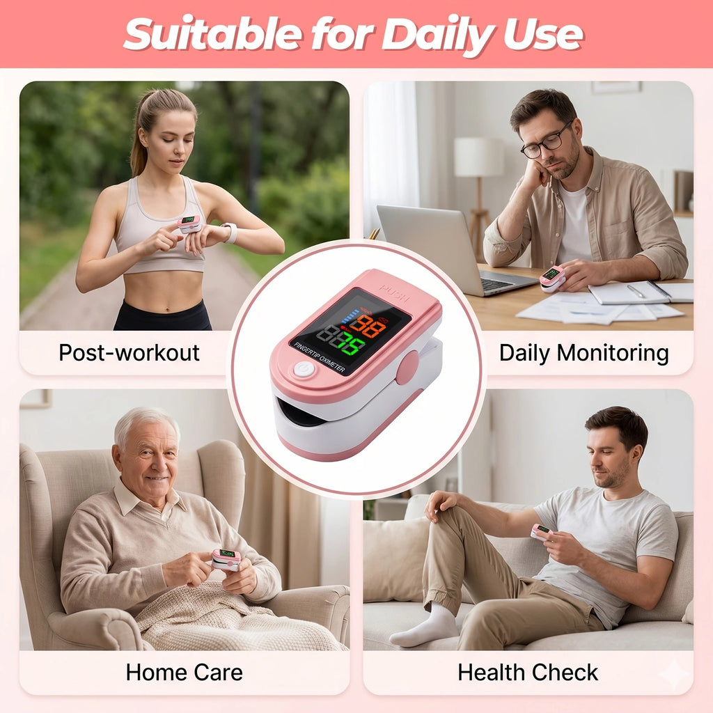 Fingertip Pulse Oximeter Blood Oxygen and Heart Rate Monitor