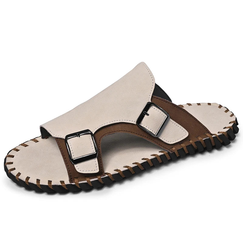 Men's Luxury Genuine Leather Outdoor Beach Slide Sandals