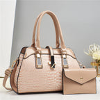 Women's Crocodile Pattern PU Leather Handbag Shoulder Tote Bag