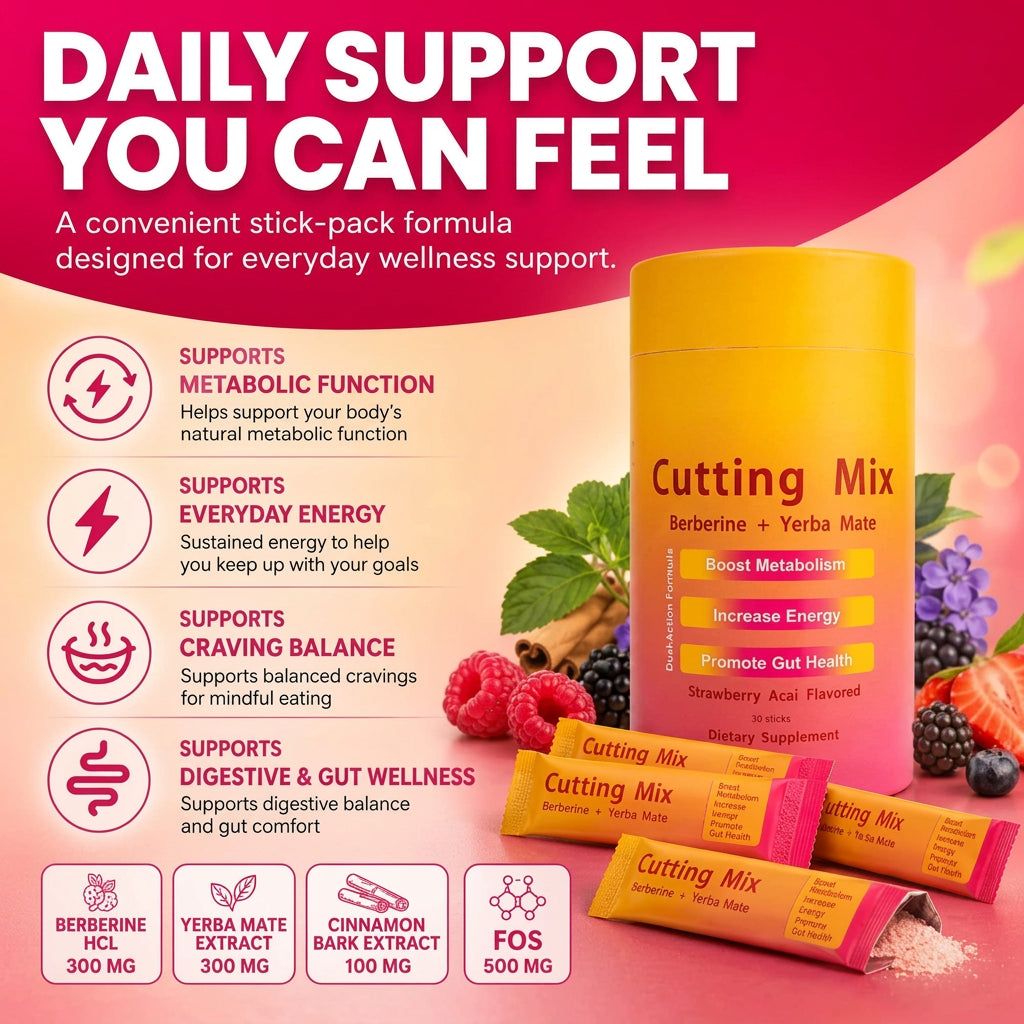 Berberine Yerba Mate Drink Mix Strawberry Acai Flavor
