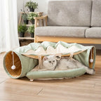 Collapsible 2-Way Cat Tunnel Bed with Mat